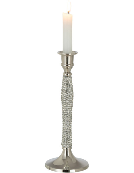 Bougeoir sur pied Diamond Hauteur 25 cm en Métal Argenté - 2