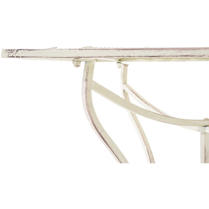 Table pour terrasse Carrée 2 personnes en Fer forgé Crème vieilli Marilee - 4