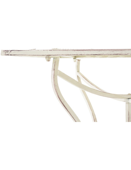 Table pour terrasse Carrée 2 personnes en Fer forgé Crème vieilli Marilee - 4