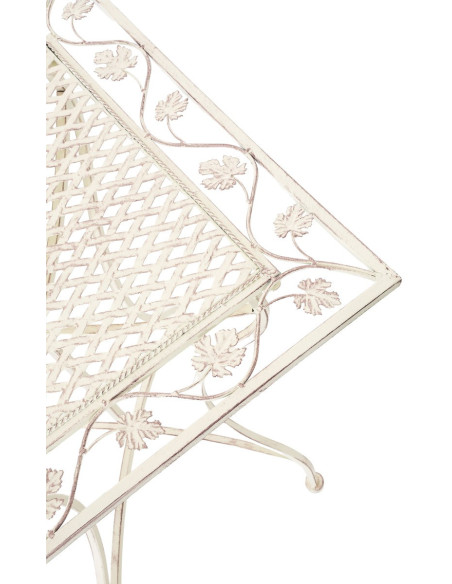 Table pour terrasse Carrée 2 personnes en Fer forgé Crème vieilli Marilee - 5