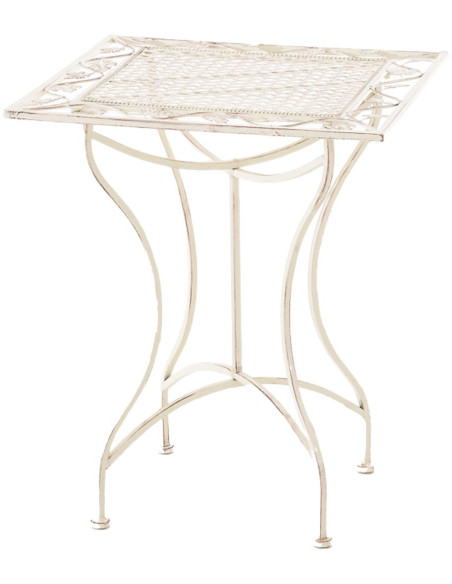 Table pour terrasse Carrée 2 personnes en Fer forgé Crème vieilli Marilee - 7