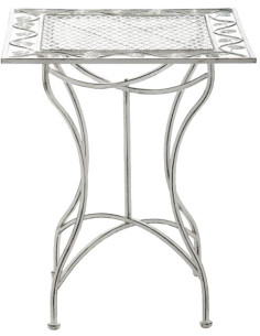 Table pour terrasse Carrée 2 personnes en Fer forgé Blanc vieilli Marilee - 1