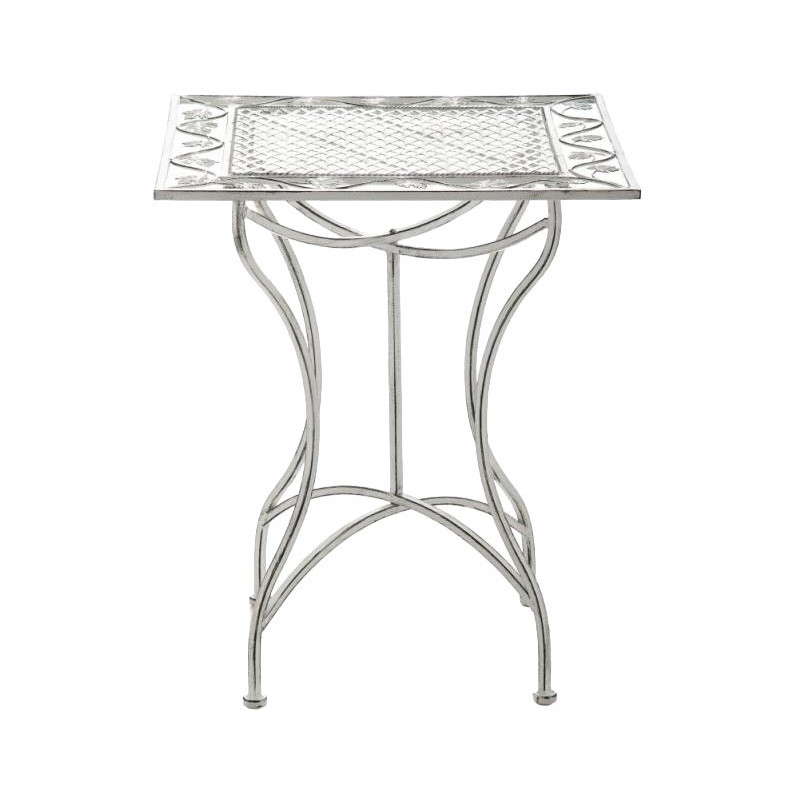 Table pour terrasse Carrée 2 personnes en Fer forgé Blanc vieilli Marilee - 1