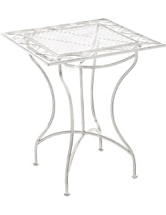 Table pour terrasse Carrée 2 personnes en Fer forgé Blanc vieilli Marilee - 2