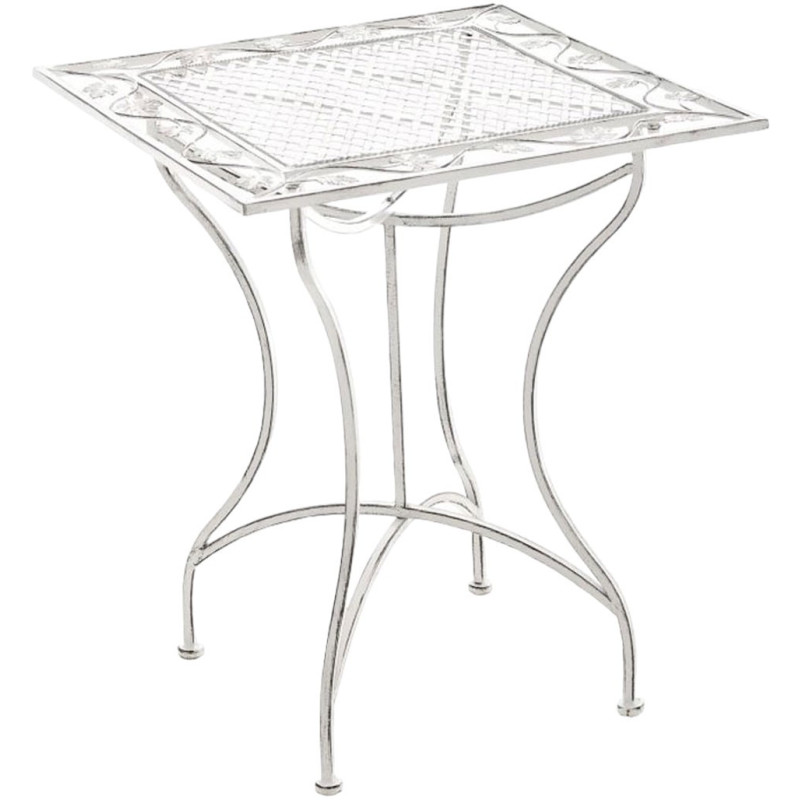 Table pour terrasse Carrée 2 personnes en Fer forgé Blanc vieilli Marilee - 2