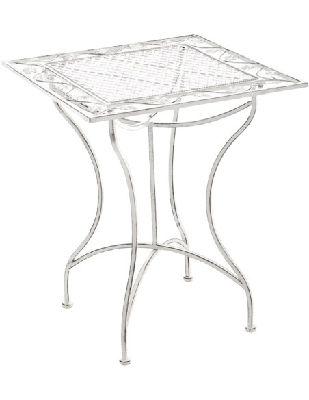 Table pour terrasse Carrée 2 personnes en Fer forgé Blanc vieilli Marilee - 2