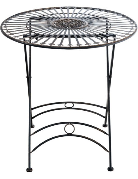 Table pour terrasse Ronde 2 personnes en Fer forgé Bronze Heloise - 2