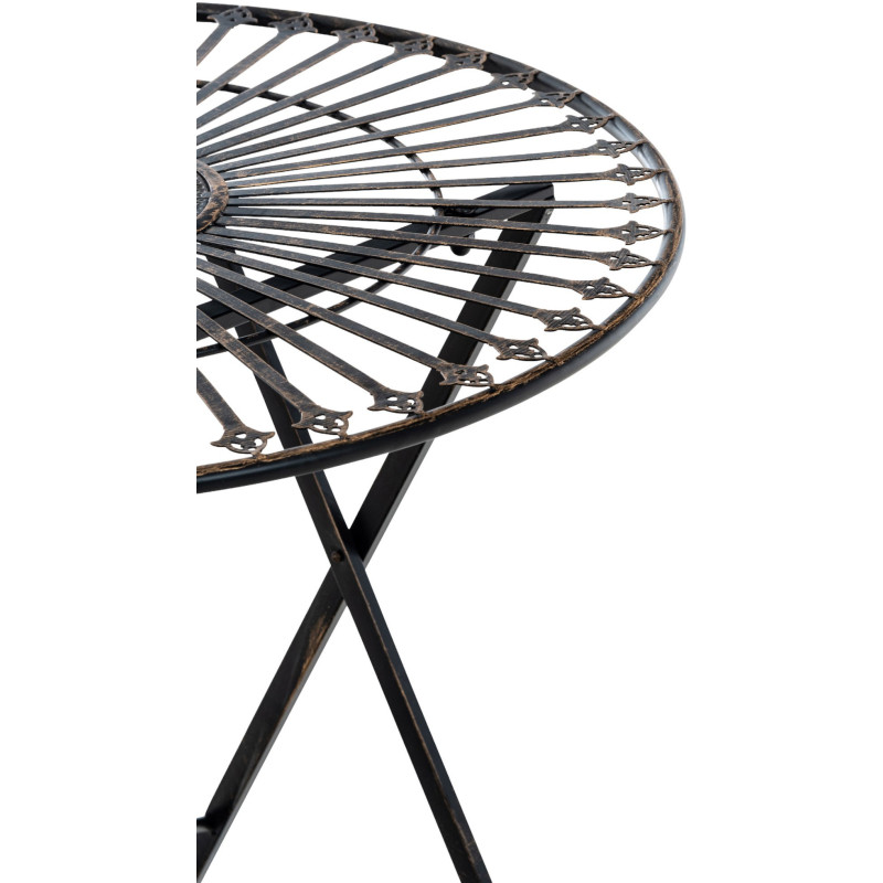 Table pour terrasse Ronde 2 personnes en Fer forgé Bronze Heloise - 5