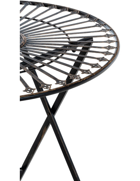 Table pour terrasse Ronde 2 personnes en Fer forgé Bronze Heloise - 5