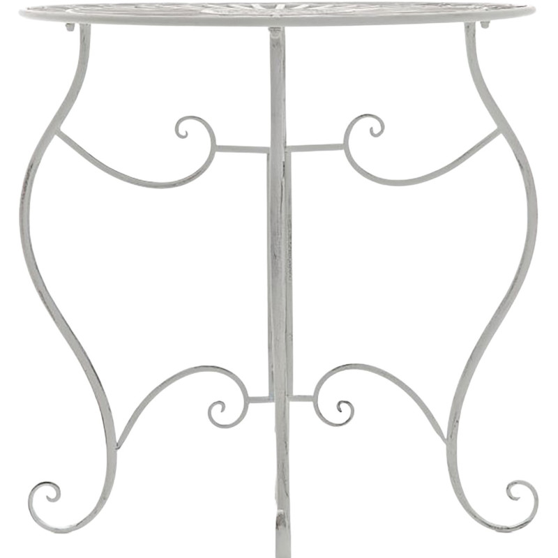 Table pour terrasse Ronde 2 personnes en Fer forgé Blanc vieilli Irena - 2