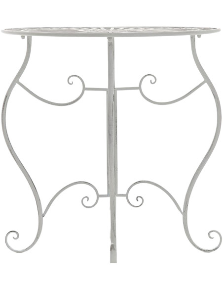 Table pour terrasse Ronde 2 personnes en Fer forgé Blanc vieilli Irena - 2