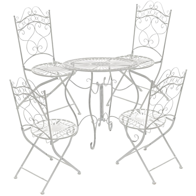 Table pour terrasse Ronde 2 personnes en Fer forgé Blanc vieilli Irena - 7