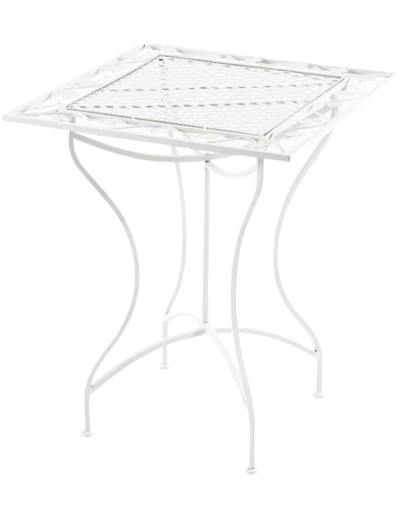 Table pour terrasse Carrée 2 personnes en Fer forgé Blanc Marilee - 1