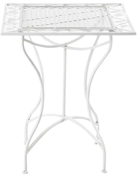Table pour terrasse Carrée 2 personnes en Fer forgé Blanc Marilee - 2