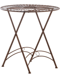 Table pour terrasse Ronde 2 personnes en Fer forgé Marron vieilli Heloise - 1