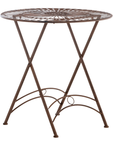 Table pour terrasse Ronde 2 personnes en Fer forgé Marron vieilli Heloise - 1