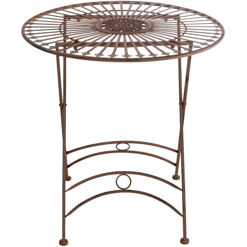 Table pour terrasse Ronde 2 personnes en Fer forgé Marron vieilli Heloise - 2