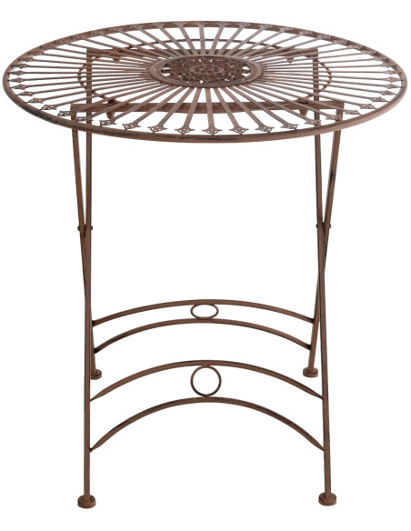 Table pour terrasse Ronde 2 personnes en Fer forgé Marron vieilli Heloise - 2