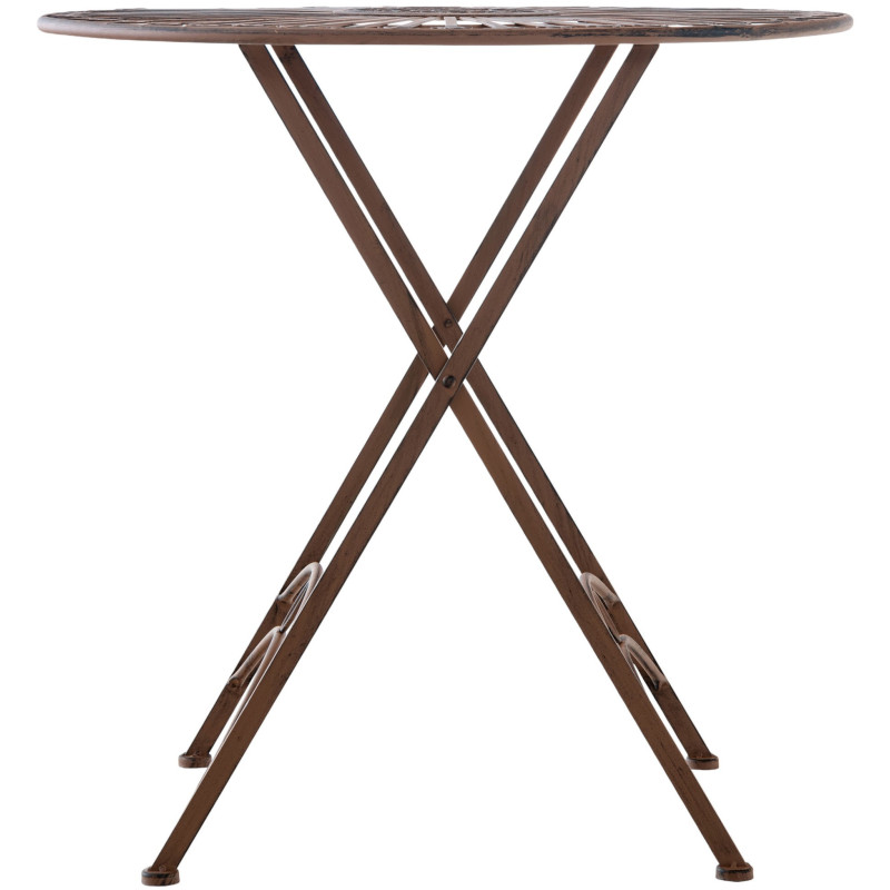 Table pour terrasse Ronde 2 personnes en Fer forgé Marron vieilli Heloise - 3