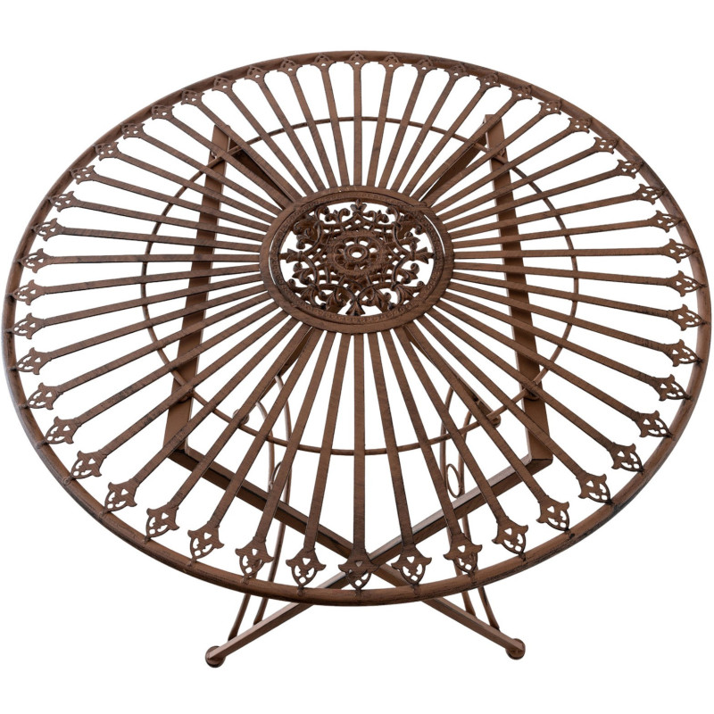 Table pour terrasse Ronde 2 personnes en Fer forgé Marron vieilli Heloise - 4