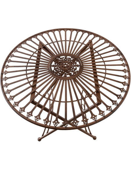 Table pour terrasse Ronde 2 personnes en Fer forgé Marron vieilli Heloise - 4