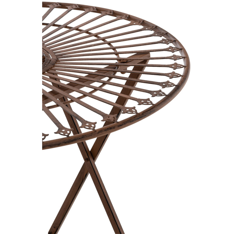 Table pour terrasse Ronde 2 personnes en Fer forgé Marron vieilli Heloise - 5