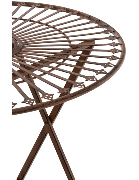 Table pour terrasse Ronde 2 personnes en Fer forgé Marron vieilli Heloise - 5