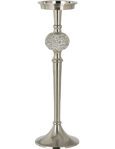 Bougeoir sur pied Diamond Hauteur 35 cm en Métal Argenté - 1
