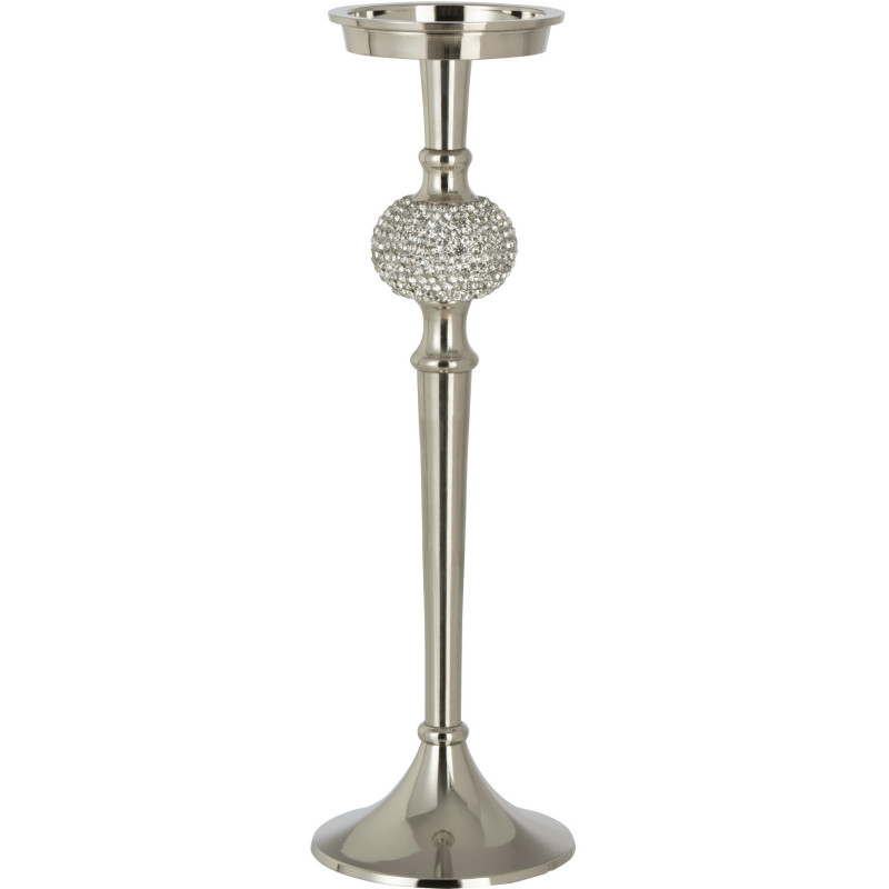 Bougeoir sur pied Diamond Hauteur 35 cm en Métal Argenté - 1