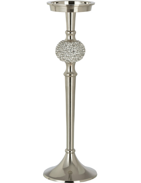 Bougeoir sur pied Diamond Hauteur 35 cm en Métal Argenté - 1
