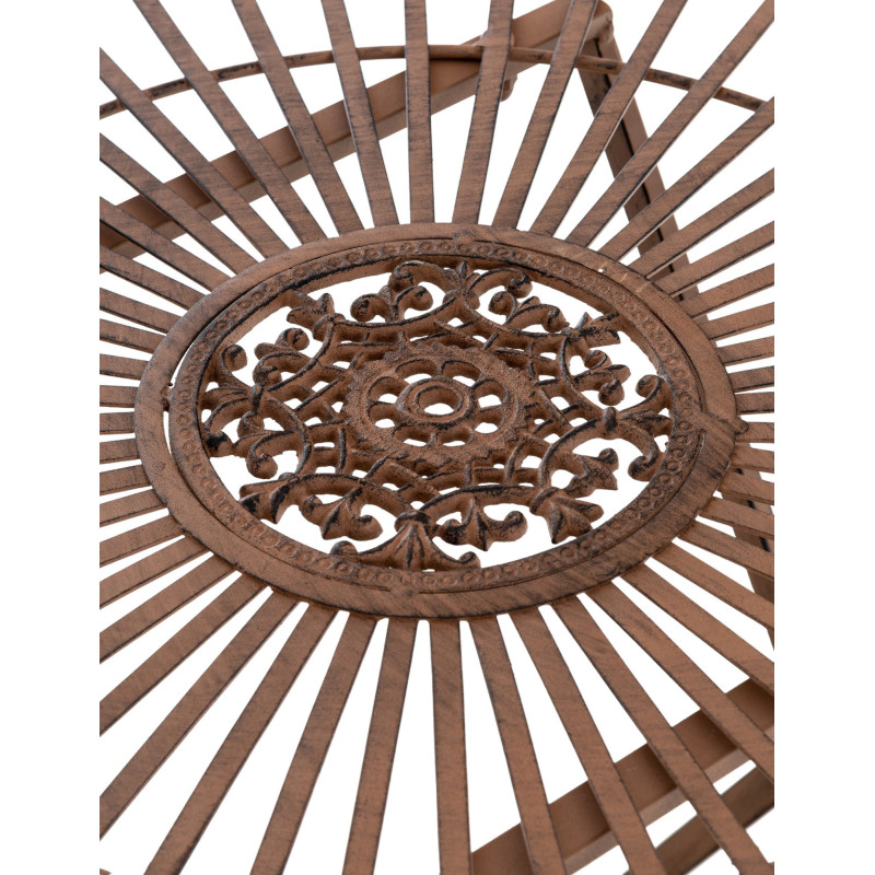 Table pour terrasse Ronde 2 personnes en Fer forgé Marron vieilli Heloise - 6