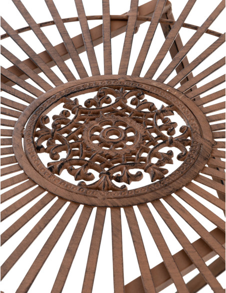 Table pour terrasse Ronde 2 personnes en Fer forgé Marron vieilli Heloise - 6