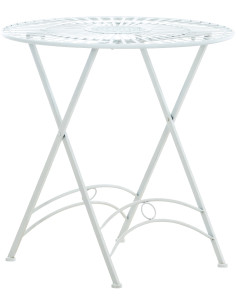 Table pour terrasse Ronde 2 personnes en Fer forgé Blanc Heloise - 1