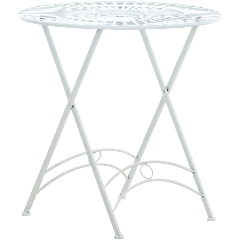 Table pour terrasse Ronde 2 personnes en Fer forgé Blanc Heloise - 1