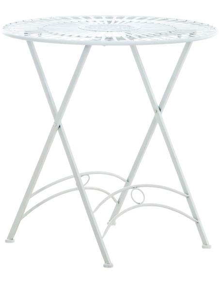 Table pour terrasse Ronde 2 personnes en Fer forgé Blanc Heloise - 1