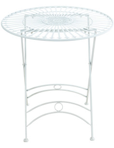 Table pour terrasse Ronde 2 personnes en Fer forgé Blanc Heloise - 2