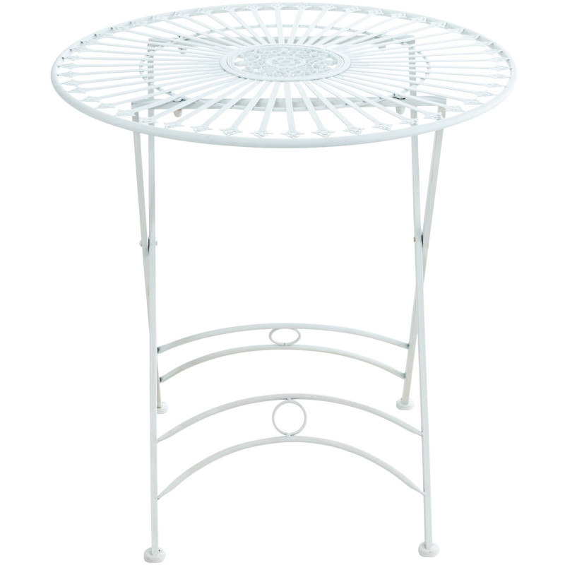 Table pour terrasse Ronde 2 personnes en Fer forgé Blanc Heloise - 2