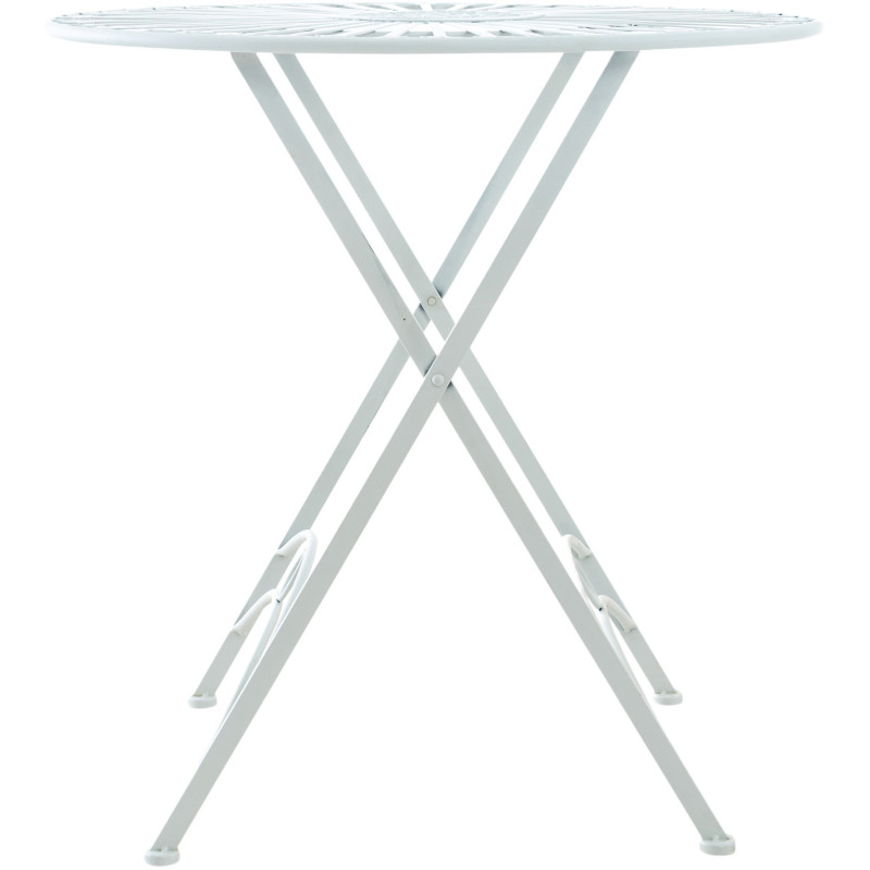 Table pour terrasse Ronde 2 personnes en Fer forgé Blanc Heloise - 3
