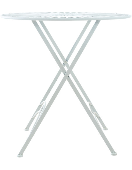 Table pour terrasse Ronde 2 personnes en Fer forgé Blanc Heloise - 3