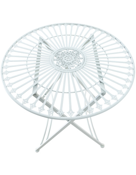 Table pour terrasse Ronde 2 personnes en Fer forgé Blanc Heloise - 4