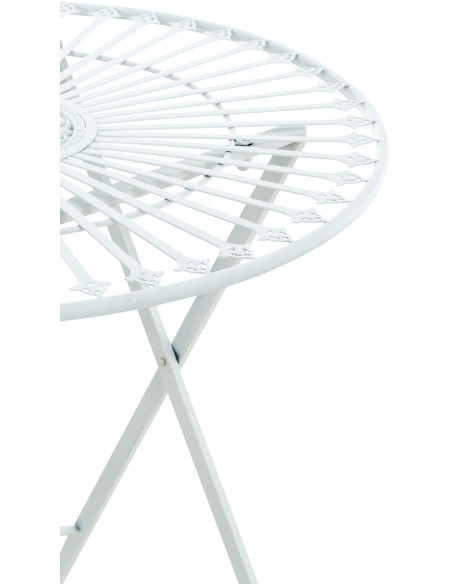 Table pour terrasse Ronde 2 personnes en Fer forgé Blanc Heloise - 5