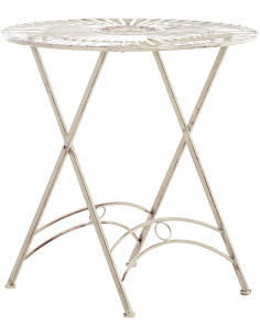 Table pour terrasse Ronde 2 personnes en Fer forgé Crème vieilli Heloise - 1