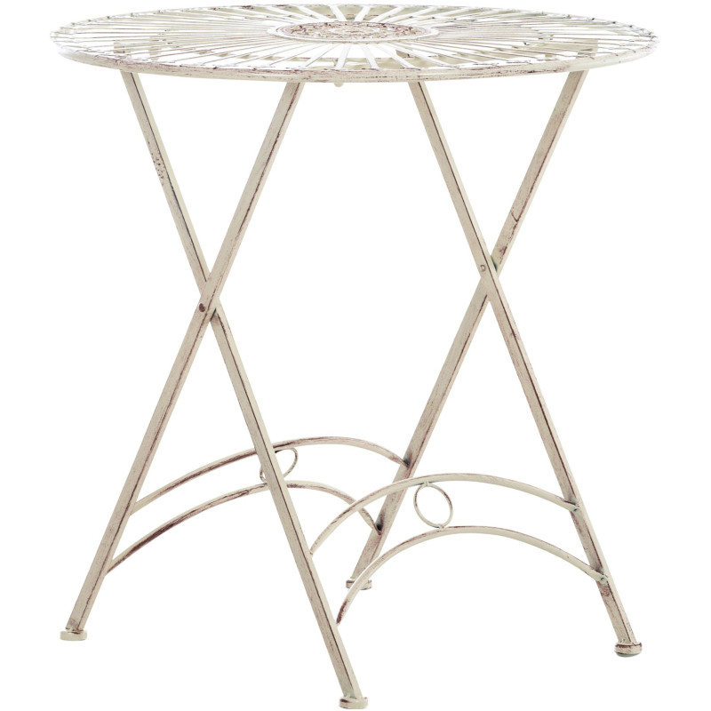 Table pour terrasse Ronde 2 personnes en Fer forgé Crème vieilli Heloise - 1
