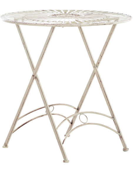 Table pour terrasse Ronde 2 personnes en Fer forgé Crème vieilli Heloise - 1