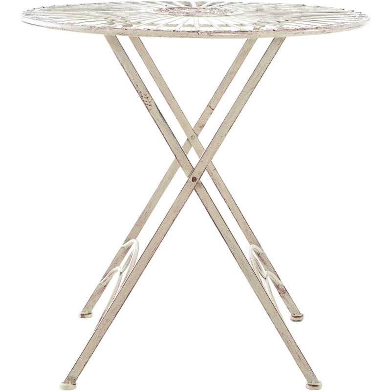 Table pour terrasse Ronde 2 personnes en Fer forgé Crème vieilli Heloise - 2