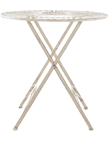 Table pour terrasse Ronde 2 personnes en Fer forgé Crème vieilli Heloise - 2