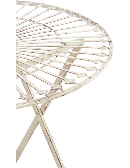 Table pour terrasse Ronde 2 personnes en Fer forgé Crème vieilli Heloise - 4