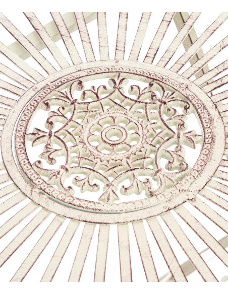 Table pour terrasse Ronde 2 personnes en Fer forgé Crème vieilli Heloise - 5