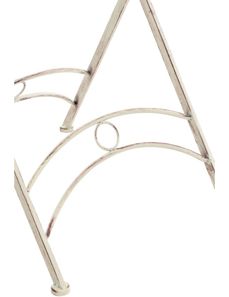 Table pour terrasse Ronde 2 personnes en Fer forgé Crème vieilli Heloise - 6