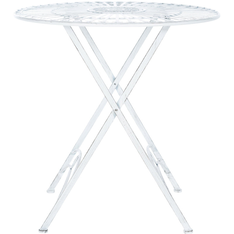 Table pour terrasse Ronde 2 personnes en Fer forgé Blanc vieilli Heloise - 2
